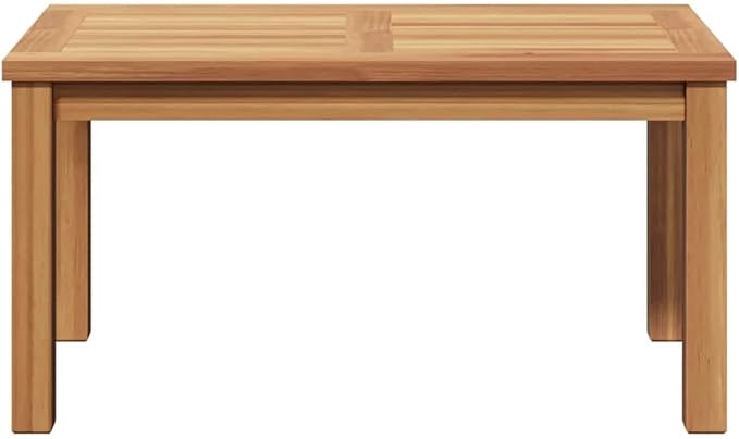 Solid Teak Wood Coffee Table, 27.56 x 15.75 x 14.17 Inches, Modern Minimalist Low Profile Rectangular Tea Table for Garden, Patio, Balcony and Outdoor Living Space