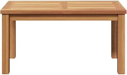 Solid Teak Wood Coffee Table, 27.56 x 15.75 x 14.17 Inches, Modern Minimalist Low Profile Rectangular Tea Table for Garden, Patio, Balcony and Outdoor Living Space