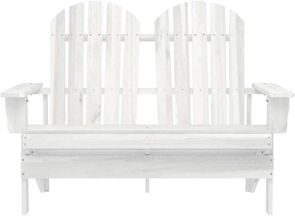 White Solid Fir Wood 2-Seater Durable Garden Adirondack Chair for Outdoor Relaxation Patio Balcony Ergonomic Design Modern Finish