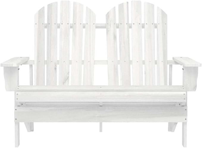 White Solid Fir Wood 2-Seater Durable Garden Adirondack Chair for Outdoor Patio Balcony Relaxation Ergonomic Design - Photo 3