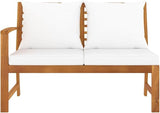 Solid Acacia Wood Garden Bench with Cream Polyester Cushions, Spacious Outdoor Seating for Patio and Balcony - Photo 4