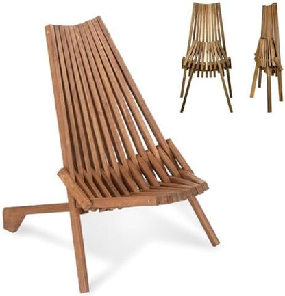 Generic Acacia Wood Folding Wooden Outdoor Chair -Stylish Low Profile Acacia Wood Lounge Chair for The Patio, Porch, Lawn, Garden or Home Furniture, Brown