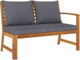 Dark Grey Solid Acacia Wood Garden Bench 45.1 Inch Durable Outdoor Seating for Patio and Balcony - Photo 1