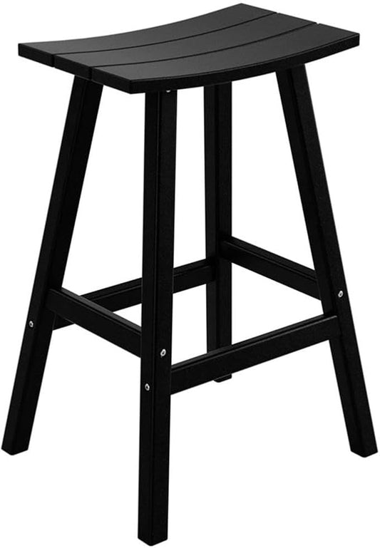 Costaelm All-Weather Outdoor Bar Stools, 29" Height Patio Stools & Bar Chairs, Adirondack Poly Patio Bar Stool for Patio, Deck, Kitchen Counter and Garden, Black