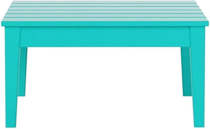 Costaelm Outdoor Side Tables for Patio, Small Patio Conversation Table Weather Resistant Coffee Table, Small Square Outdoor End Tables for Porch, Balcony, Poolside, Turquoise