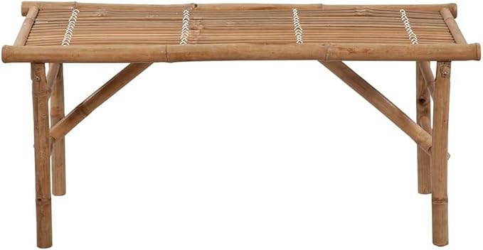 Garden Bench Deck Bench Folding Patio Bench with Cushion 46.4" Bamboo