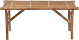 Foldable Bamboo Garden Bench 46.5 Inch Rectangular Outdoor Seat with Taupe Cushion for Patio - Photo 4
