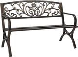 Patio Outdoor Park Loveseat Bench for Garden Porch Deck Made Cast Iron Anti-Rust Aluminum Metal - Photo 1