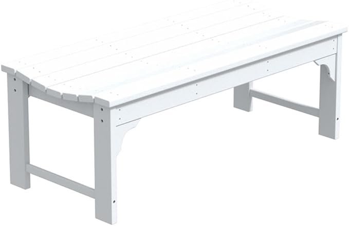 Costaelm Outdoor Benches Weatherproof, All Weather Resistant Park Bench Poly Lumber Backless Garden Bench Seat for Entryway Front Porch, White