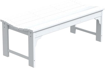 Costaelm Outdoor Benches Weatherproof, All Weather Resistant Park Bench Poly Lumber Backless Garden Bench Seat for Entryway Front Porch, White