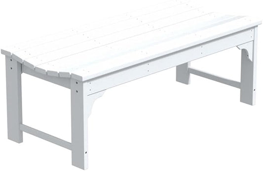 Costaelm Outdoor Benches Weatherproof, All Weather Resistant Park Bench Poly Lumber Backless Garden Bench Seat for Entryway Front Porch, White