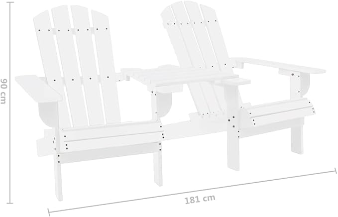 White Solid Fir Wood Ergonomic Garden Chair, Comfortable Outdoor Patio Furniture for Relaxing - Photo 2