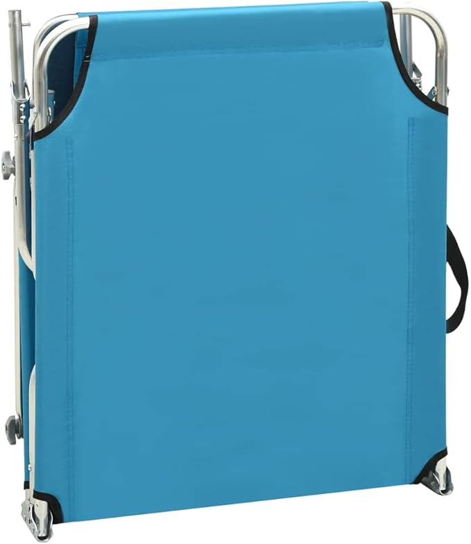 Folding Blue Aluminum Sun Lounger 73.6x22.6x10.6 in, Adjustable Backrest, UV-Resistant 600D Fabric - Photo 6
