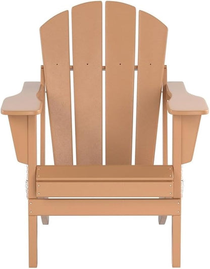 Costaelm Outdoor Folding Chair, Outdoor Seating Folding Firepit Chairs, All Weather Poly Adirondack Chair for Deck Backyard Garden Lawn Pool Patio, Teak