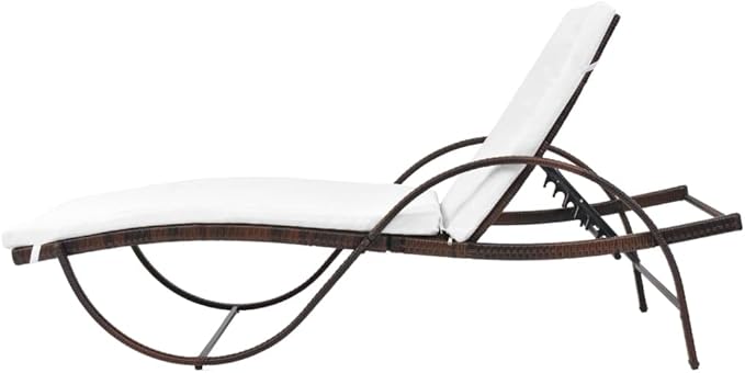 Sun Lounger Outdoor Chaise,Outdoor Lounge Chairs Set of 2,Chaise Lounge,Lounge Chairs for Outside,Pool Lounge Chairs,Outdoor Chaise Lounge,with Cushion & Table Poly Rattan Brown