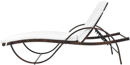 Sun Lounger Outdoor Chaise,Outdoor Lounge Chairs Set of 2,Chaise Lounge,Lounge Chairs for Outside,Pool Lounge Chairs,Outdoor Chaise Lounge,with Cushion & Table Poly Rattan Brown