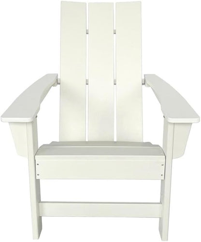 Pemberly Row Modern Resin Adirondack Chair, Weatherproof HDPE Plastic, White Finish, 35.5" H x 29" W x 32" D, Folding Design, UV-Protected Scratch-Resistant Surface, Indoor/Outdoor Patio Porch Garden
