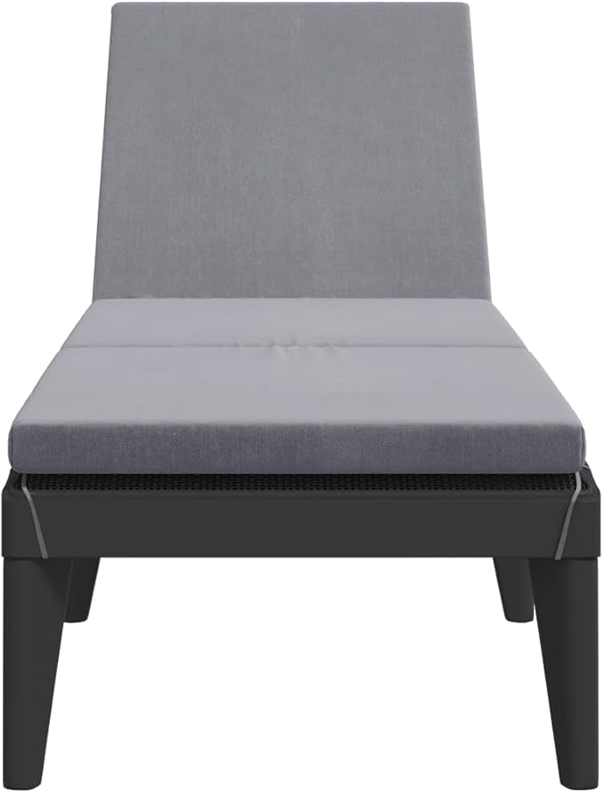Adjustable Sun Lounger with Cushion, UV-Resistant Polypropylene Outdoor Chaise Lounge for Poolside Garden Patio - Photo 4