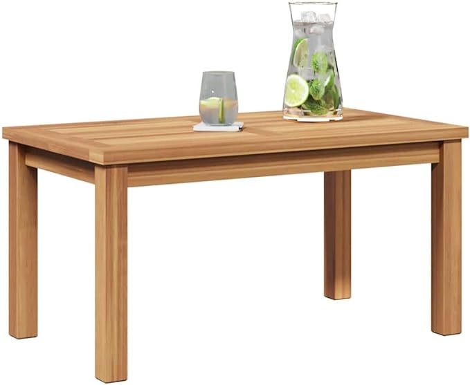 Solid Teak Outdoor Coffee Table 27.56 x 15.75 x 14.17 in Brown Modern Minimalist Patio Side Table Cocktail Accent for - Photo 2