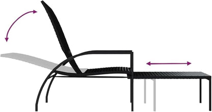 Sun Lounger Black, Cream White Pool Chair Recliner Chair Chaise Lounge for Poolside Backyard