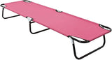 Pink Folding Sun Lounger 74.8" Long Powder-Coated Steel Patio Chaise for Beach Pool Garden Portable Outdoor Lounge - Photo 1