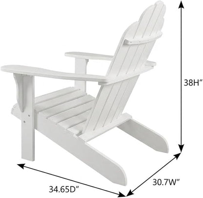White Adirondack Chair in Solid Acacia Wood, Durable Craftsmanship, Classic Comfortable Design, Ideal for Patio, Garden, Outdoor Living