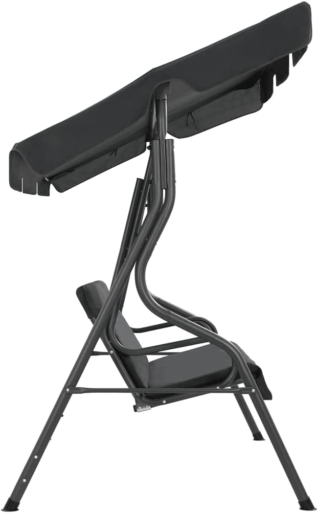 Outdoor Furniture, Accommodating 2 People, with Armrests, Outdoor Swing Bench, Roof with Sunshade, Sturdy Metal Frame - Photo 3