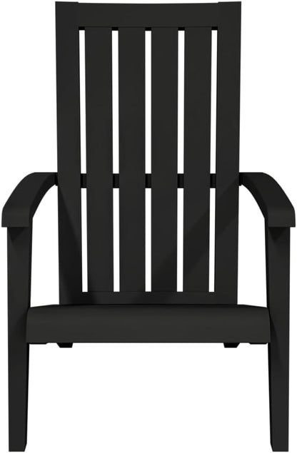 Black Polypropylene (PP) Adirondack Chair for Outdoor Patio and Garden, Ergonomic Wood Chair Design with Textured Finish, Easy Assembly for Backyard and Balcony