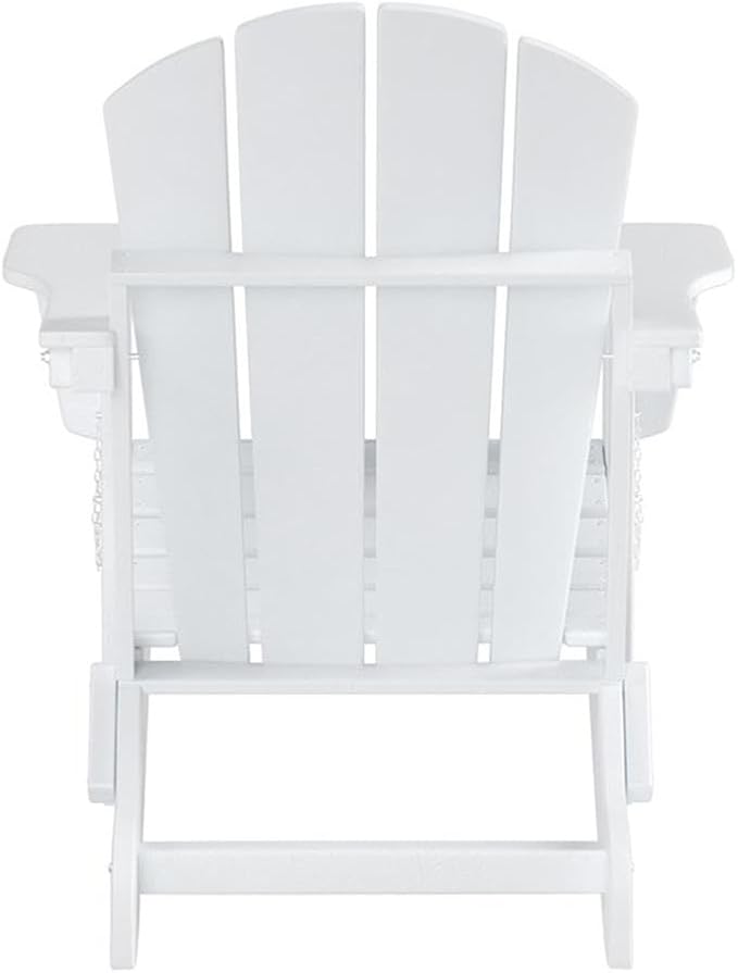 Costaelm Outdoor Folding Chair, Outdoor Seating Folding Firepit Chairs, All Weather Poly Adirondack Chair for Deck Backyard Garden Lawn Pool Patio, White