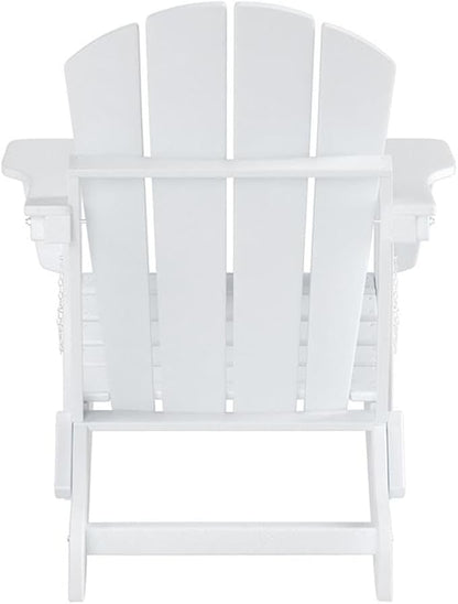 Costaelm Outdoor Folding Chair, Outdoor Seating Folding Firepit Chairs, All Weather Poly Adirondack Chair for Deck Backyard Garden Lawn Pool Patio, White