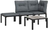 4 Piece Patio Lounge Set Outdoor Black Wicker Modular Sectional Conversation Furniture 21.7 x 21.7 in Corner Chair for - Photo 2