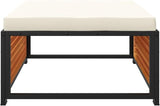 Garden Stool Cream White Solid Acacia Wood with Powder-Coated Steel Frame and Removable Cushion - Photo 7