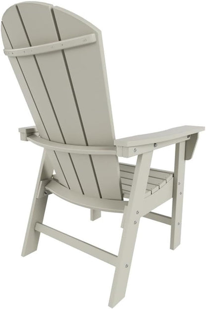 Costaelm Outdoor Adirondack Chair, HDPE Patio Balcony Chairs, Portside Seashell Nautical Curveback Adirondack Chairs and Fire Pit Chairs, Sand