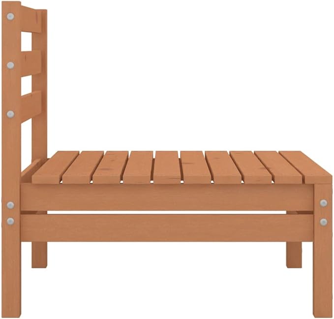 4-Piece Solid Pine Wood Patio Lounge Set with Ottoman, Honey Brown Outdoor Furniture for Garden Balcony Porch