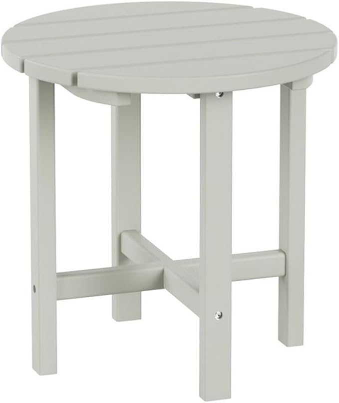 Costaelm Round Outdoor Side Tables, Adirondack Patio Tables for Outside, HDPE Patio End Table Weather Resistant, Balcony Table for Pool, Seaside, Backyard, Porch, Indoor Companion, Sand