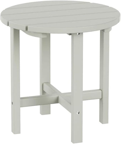 Costaelm Round Outdoor Side Tables, Adirondack Patio Tables for Outside, HDPE Patio End Table Weather Resistant, Balcony Table for Pool, Seaside, Backyard, Porch, Indoor Companion, Sand