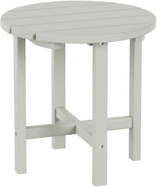 Costaelm Round Outdoor Side Tables, Adirondack Patio Tables for Outside, HDPE Patio End Table Weather Resistant, Balcony Table for Pool, Seaside, Backyard, Porch, Indoor Companion, Sand