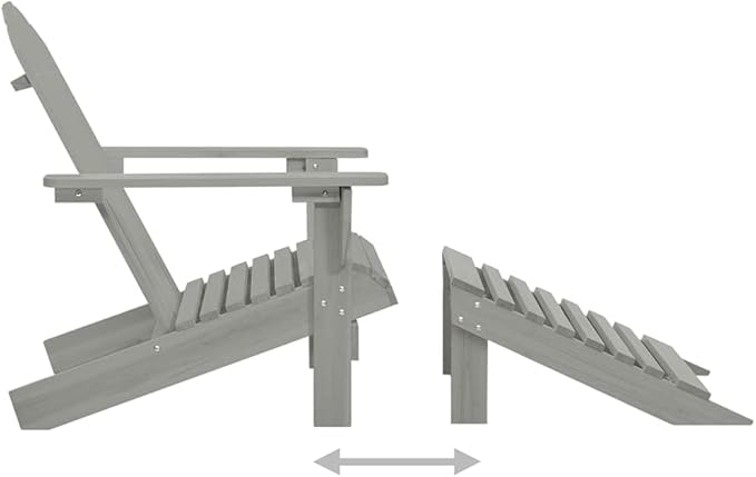 Patio Furniture Set with Ottoman and Table Solid Fir Wood Gray Outdoor Adirondack Chair for Garden Balcony Porch - Photo 7