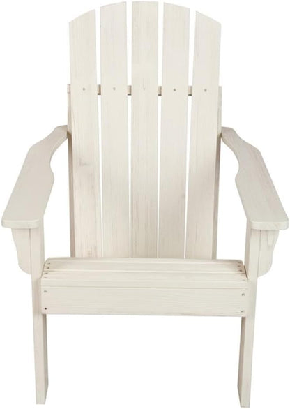 Pemberly Row Cedar Wood Adirondack Chair, White Finish, 36.25 H x 34.25 W x 26.75 D, Ergonomic Design with Contoured Seat and High Back, Outdoor Patio Seating, Weather-Resistant and Durable