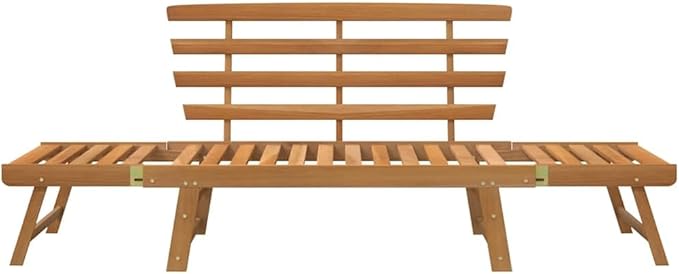 74. 8 Inch Patio Bench 2-in-1 Convertible Outdoor Daybed, Solid Acacia Wood Garden Bench for Porch, Backyard & Poolside, Weather-Resistant Durable Lounge Furniture with Adjustable & Easy Assembly