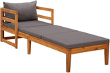 Sun Lounger with Dark Gray Cushions Solid Acacia Wood Outdoor Chairs Furniture Outdoor Patio Furniture Set Suitable for - Photo 1
