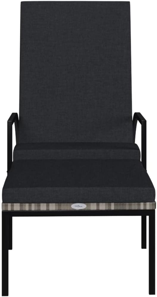Sun Lounger Grey PE Rattan, Galvanized Steel, Fabric (100% Polyester) Recliner Chair Garden Sun Lounger Relaxing Chair for Patio Garden