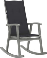 Outdoor Rocking Chair with Anthracite Cushions, Solid Acacia Wood Vintage Rocker with High Backrest for Patio, Porch - Photo 1