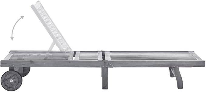 Outdoor Chaise Lounge 78.7" Grey Solid Acacia Wood Patio Sunlounger with 4-Position Adjustable Backrest & Wheels for - Photo 4