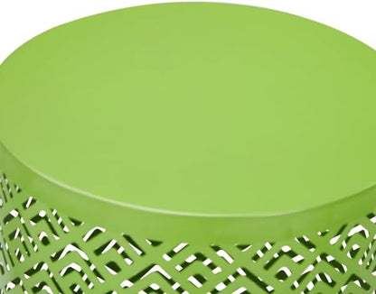 Outdoor Side Table Set of 3, Nesting Coffee End Tables Indoor, Lightweight Patio Furniture for Balcony, Garden,Coffee Table for Indoor, Plant Stand Outdoor,12", 14", 16" H (Green)