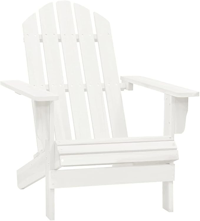 Adirondack Chair with Table Solid Fir Wood White Patio Furniture Set for Garden Balcony Porch Outdoor Relaxation - Photo 5