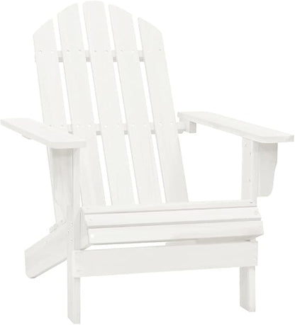 White Solid Fir Wood Ergonomic Adirondack Chair with Table for Garden Patio Outdoor Relaxation Comfortable Durable Weather-Resistant