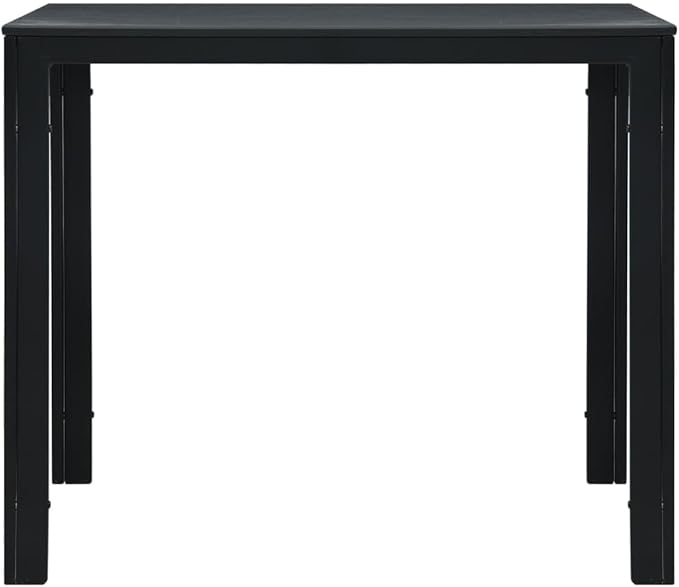 Black HDPE Steel Square Coffee Table, 30.7x30.7x29.1 in, Durable Outdoor Patio Side Table for Garden, Balcony, Living Room Furniture