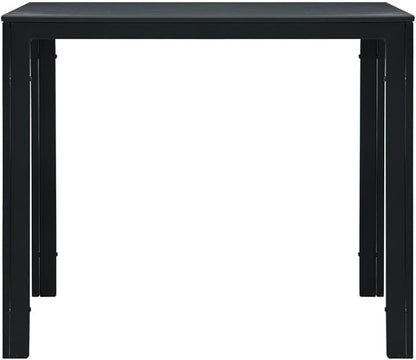 Black HDPE Steel Square Coffee Table, 30.7x30.7x29.1 in, Durable Outdoor Patio Side Table for Garden, Balcony, Living Room Furniture