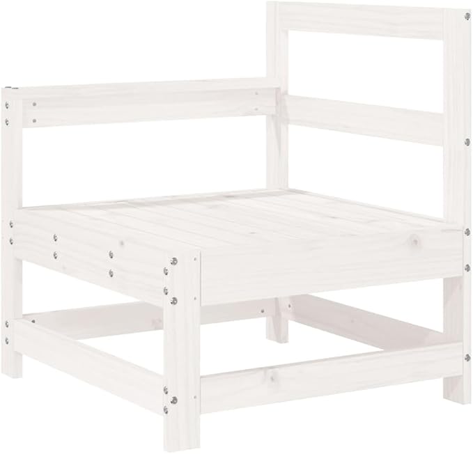 Modular Garden Sofa Seat, Solid Pine Wood Patio Furniture, White Rectangular Outdoor Lounge Chair for Balcony, Terrace - Photo 5